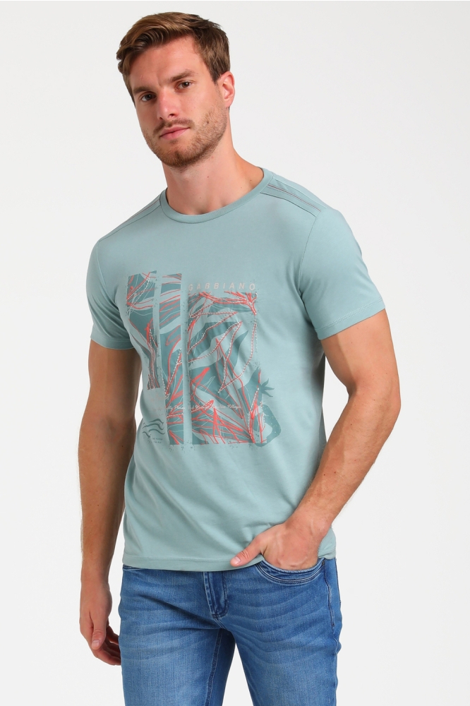 FRONT PRINTED T SHIRT 155913 OCEAN BLUE